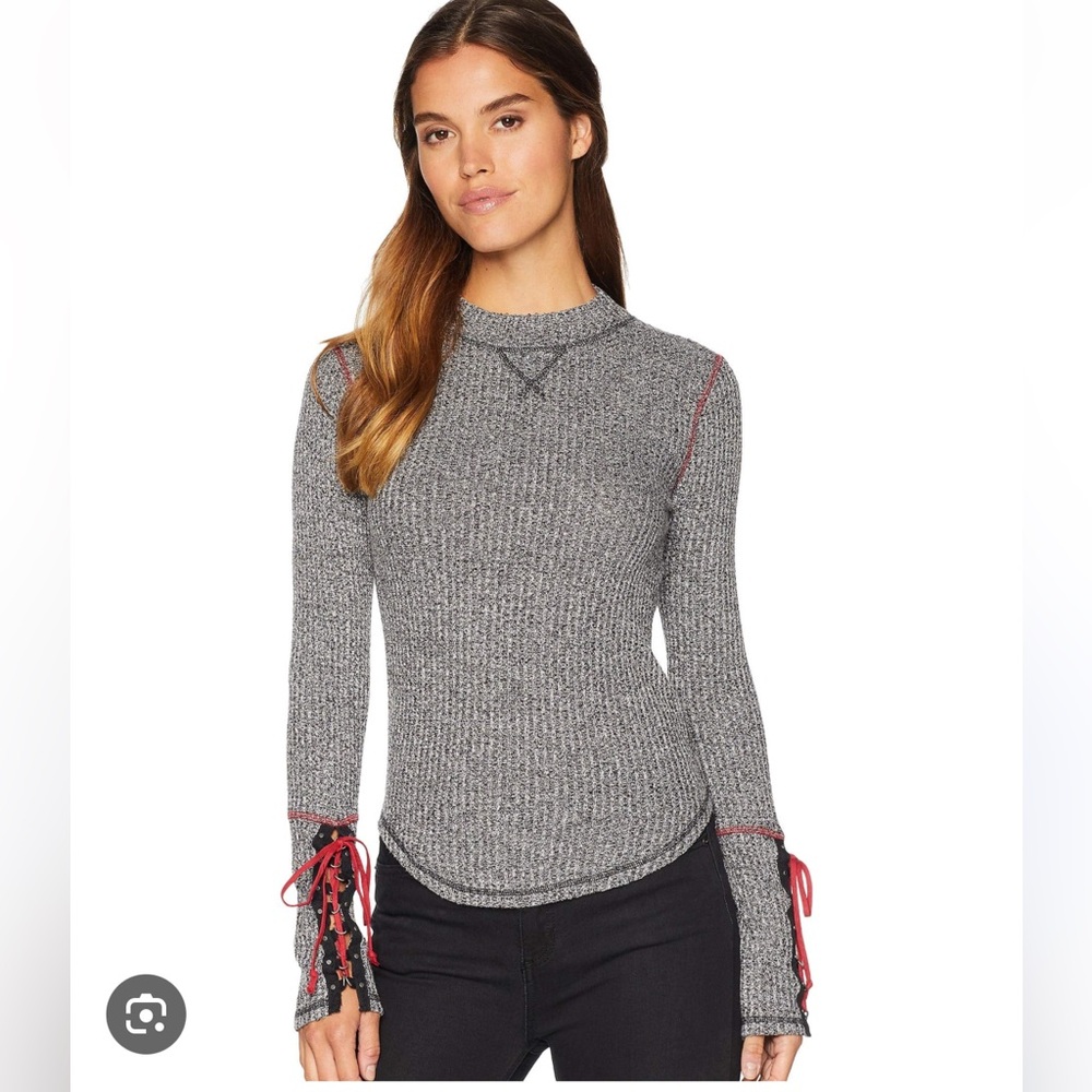 Free People L grey mountaineer cuff long sleeve tee